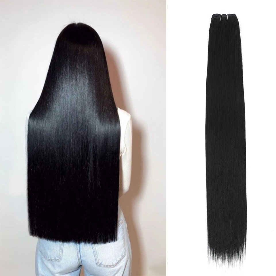 Gladys Straight Synthetic Hair Bundle 24-32 Inch Super Long Natural Hair Extensions Yaki Straight Weaving Women Fake