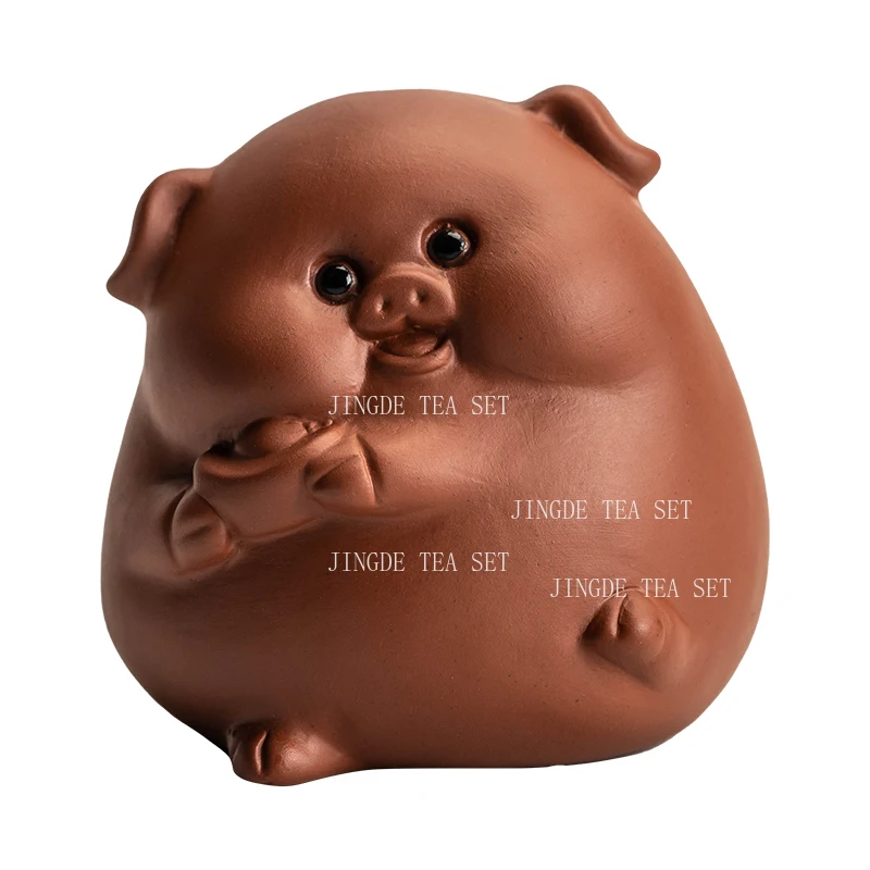 1pcs Purple Clay Pig Tea Pet Kung Fu Tea Ceremony Accessories Desktop Ornament Maintainable Cute Piggy Decorates Tea Play