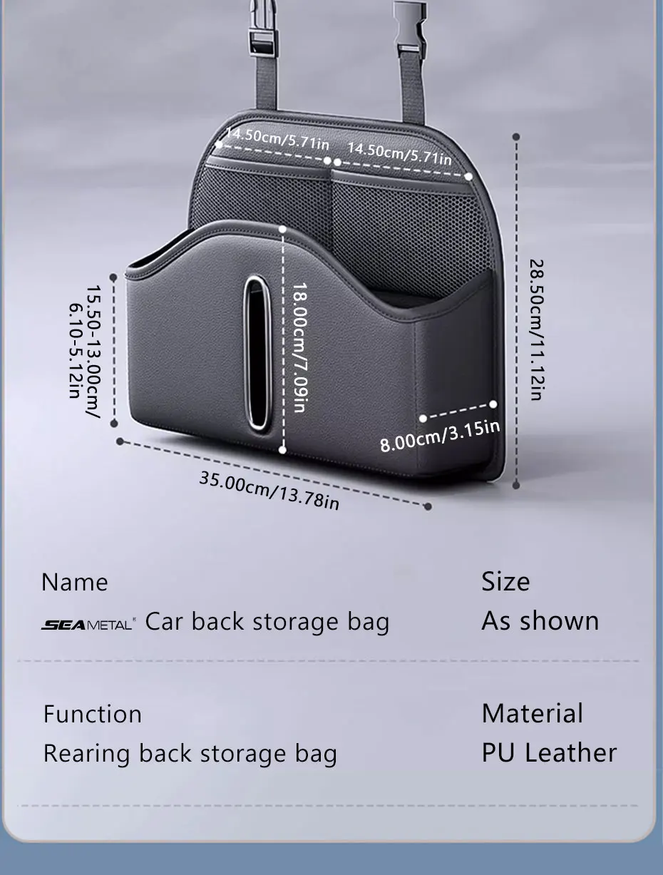 BLALION Autositz-Aufbewahrungstasche zum Aufhängen, multifunktional, hochwertiges Leder, Rücksitz-Organizer, Getränkehalter, Regenschirm, Telefontaschen – Detail 10