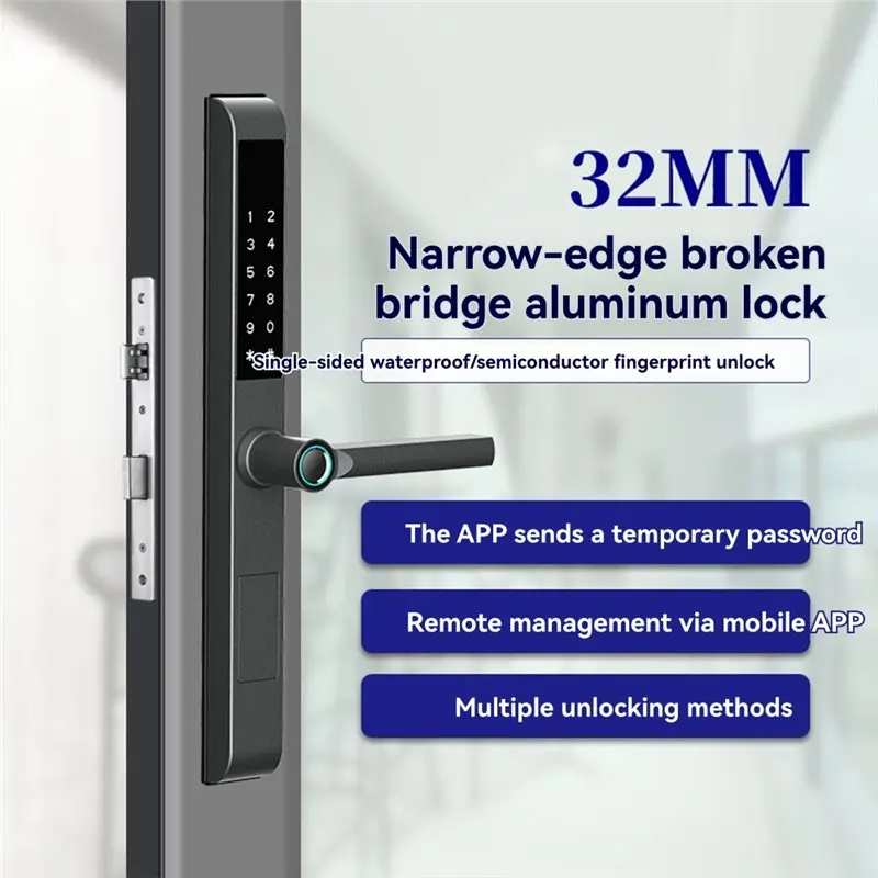 【Y19A】Ttlock 3.2CM 지문 스마트 도어락 3585 양면 방수 알루미늄 IC 카드 번호 전자 도어락 B