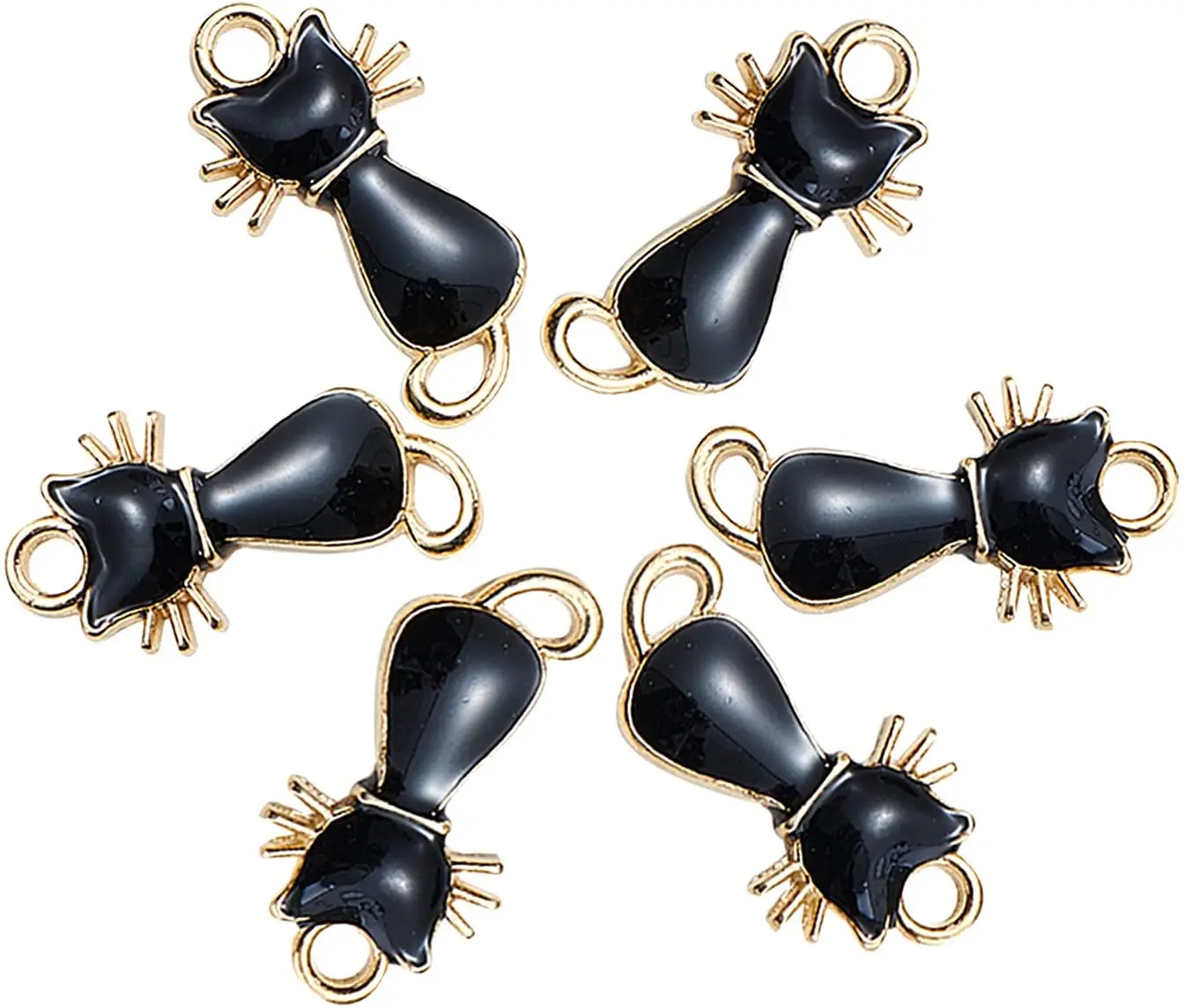 PandaHall 100 pcs Gold Plated Color Black Cat Charms Enamel Charms for Jewelry Making DIY Craft Finding