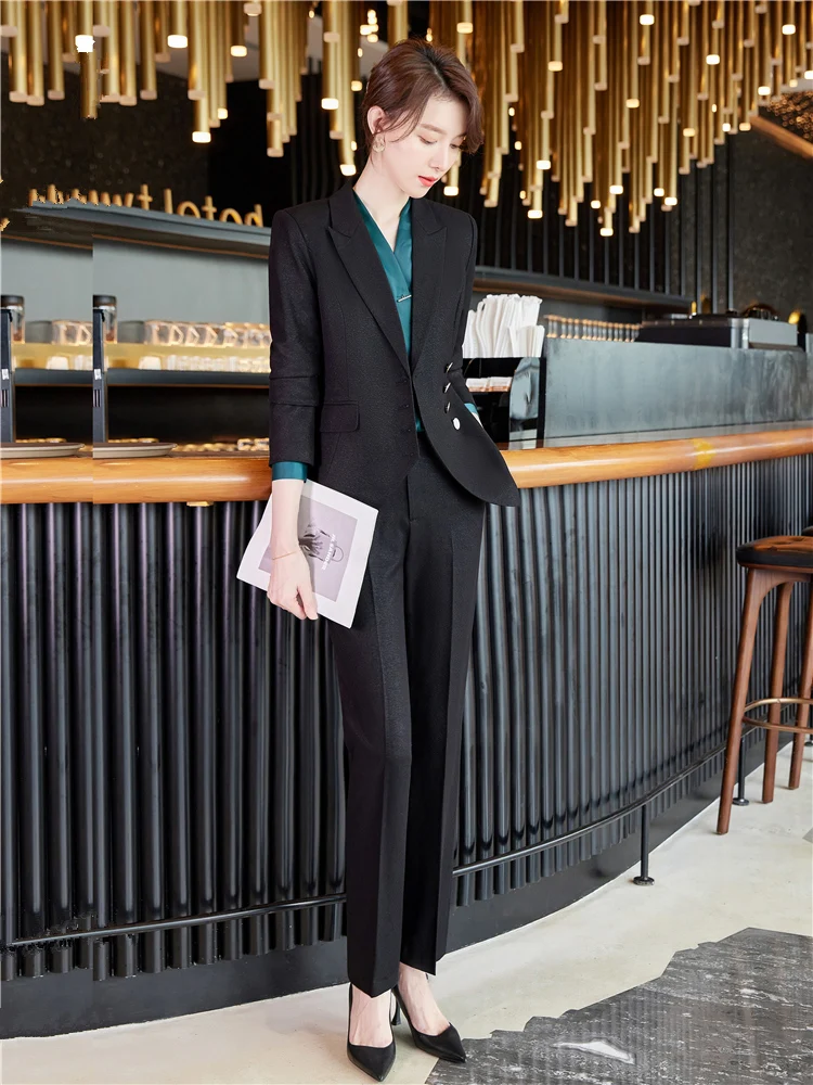 Black Formal Pantsuit for Women, Black Formal Pants Suit Set for Women,  Business Women Suit, Black Blazer Trouser Suit for Women 