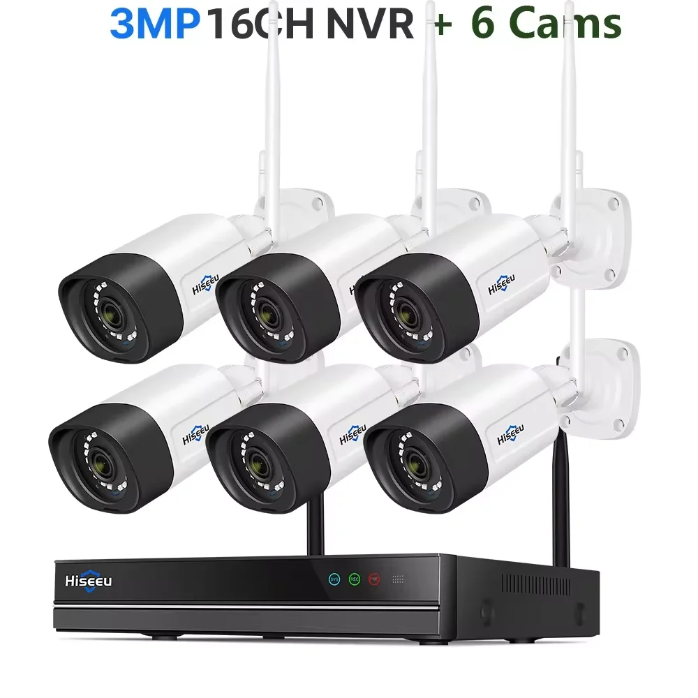 Hiseeu 5MP Wifi Surveillance Camera System Color Night