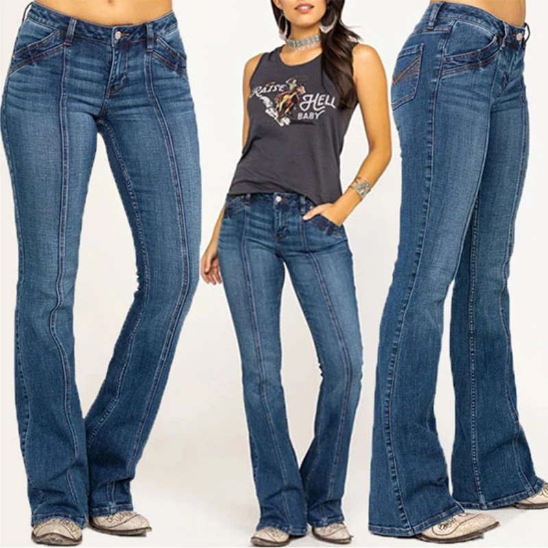 

Jeans for Women low waist flared trousers y2k street fashion wide leg denim pants Spice Girls slim Women's jeans bell bottoms