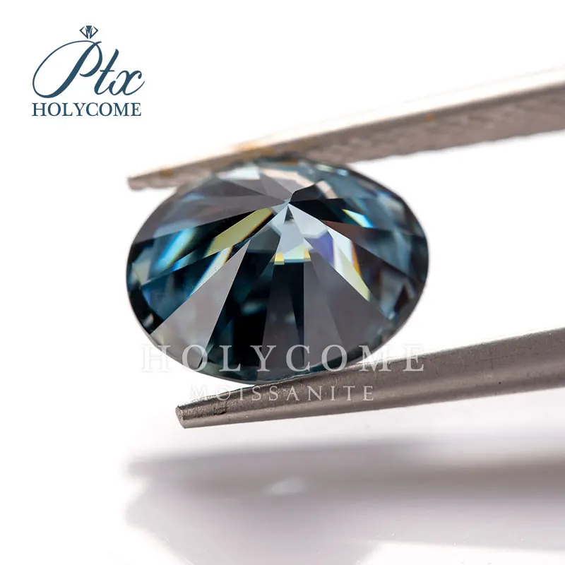 Holycome Moissanite 3x5-13x18mm Dark Blue VVS1 GRA Certificate Loose Gesmtones  Moissanite Oval Brilliant Cut  Holycome Jewelry