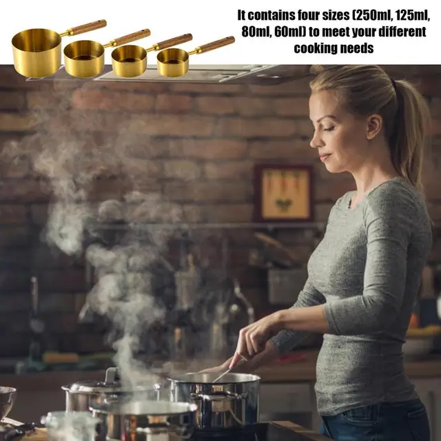 Mérő Csészék Beállítva Egymásra Rakható Fém Kanál Kezelése Kanálkészlet Diy Sütemény Sütőpor Konyhai Főzés - Image 2