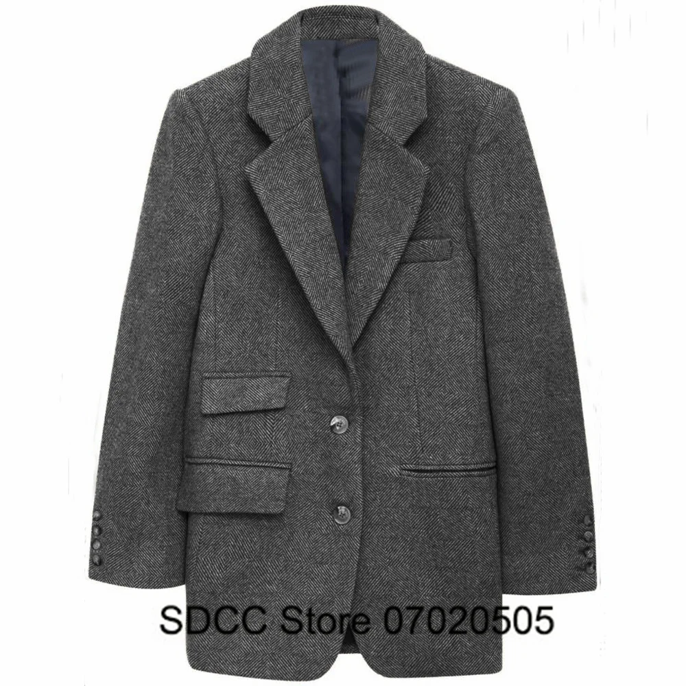Women's Herringbone Coats Punk Style Single Breasted Jackets Commuter Office Shopping Custom Dresses Women's Clothing