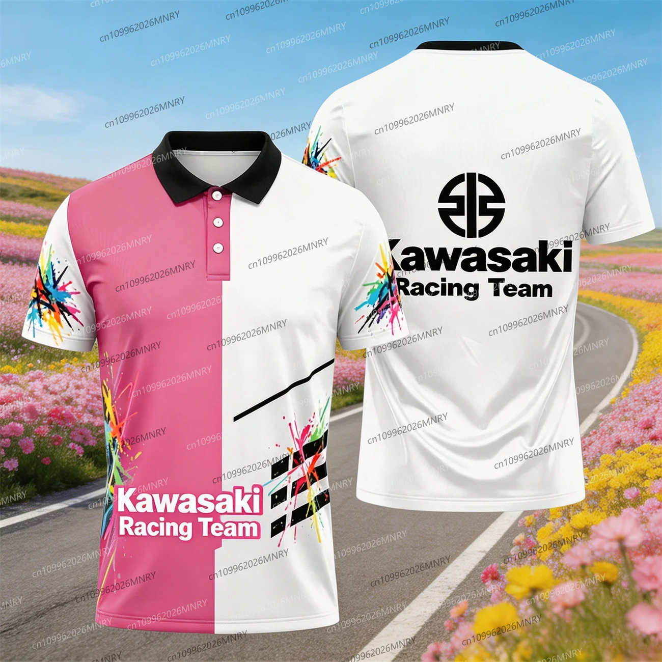 Kawasaki Motocross 남성용 폴로 셔츠 빠른 건조 사이클링 슈트 폴로 남성 의류 여성용 오버 사이즈 티셔츠 스포츠 슬리브 탑