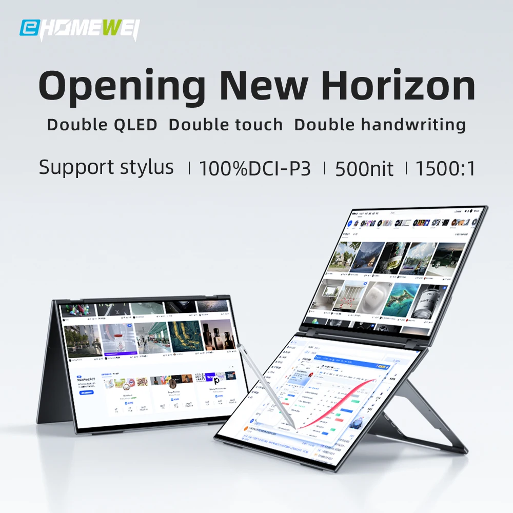 EHOMEWEI Dual Screen Portable Monitor X Series Drive-free Phone-touch FHD 2K 15.6&ldquo; 16&ldquo; For Laptop Windows Macbook