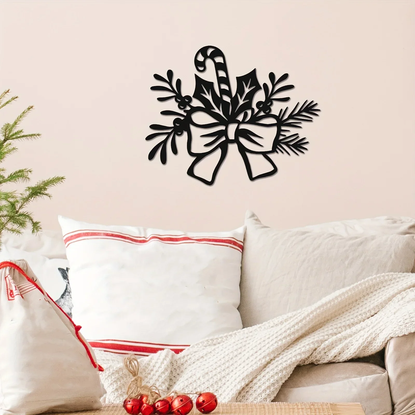 

Hello Young Christmas Metal Home Decoration Candy Bows Metal Wall Hanging Decor Silhouette Wall Art Christmas Decor