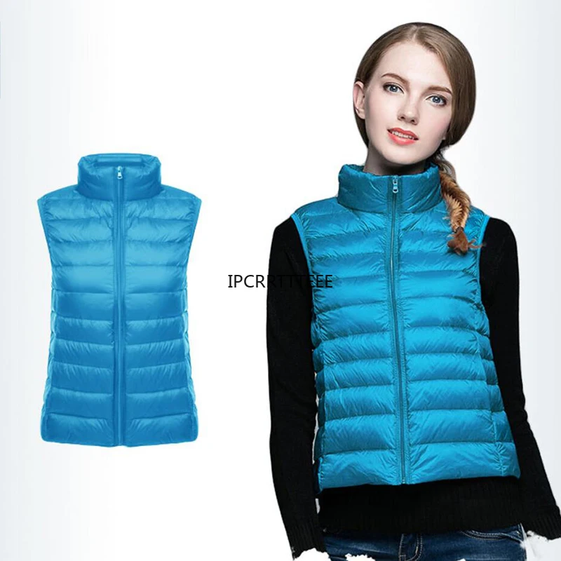 New Ultra Thin Down Jacket Light Warm Waistcoat Female Sleeveless Cropped Puffer Jacket Vest Woman - 3