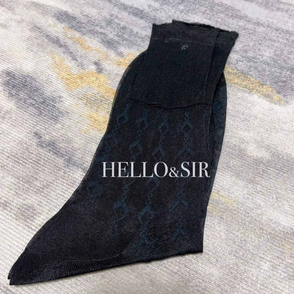 Men's Exotic Retro Jacquard Sheer Dress Socks in Army Green