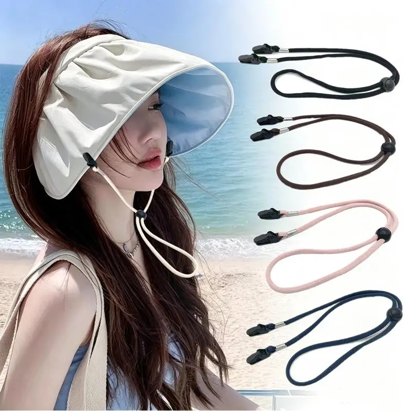 3Pcs 탄성 모자 홀더 분실 방지 방풍 모자 스트랩 조정 가능한 모자 턱 끈 이동식 모자 바람 로프 태양 모자 끈