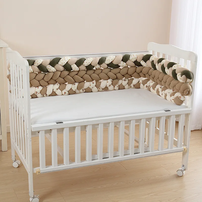 

190cm Braided Twist Bed Circumference Anti-collision Newborn Bumper Infant Knotted Protector Pure Weaving Plush Knot Crib