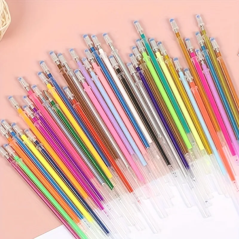 48/100pcs/set Multi-color Gel Pen Refills Painting Drawing Glitter Highlighters Cute Pens Art Markers School Office Supplies 4