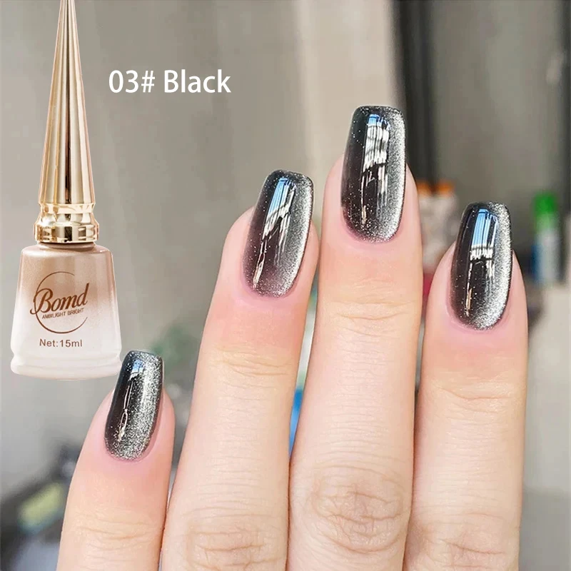 Vernis semi-permanent à ongles gel œil de chat bleu jade, base et top coat pour nail art, gel UV/LED, paillettes, à faire soi-même_voghion.com