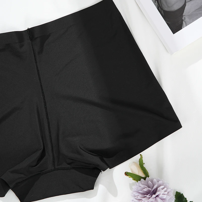 High Stretchy Lightweight Slip Biker Shorts Seamless No Rolling Up Silk Gym Yoga Boxers Legging Women's Shorts Panties