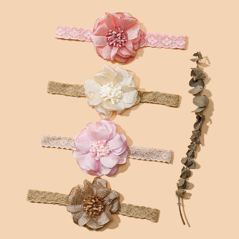 Baby Headband Sweet Cute Solid Flowers Soft Nylon Elastic Hair Bands For Kids Girls Headwear Baby Girl Hair Accessories