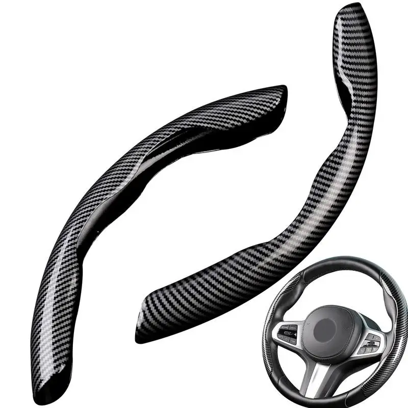 

New 2 Halves Car Universal Steering Wheel Cover 38cm 15inch Carbon Fiber Silicone Durable Wheel Booster Covers Anti-skid