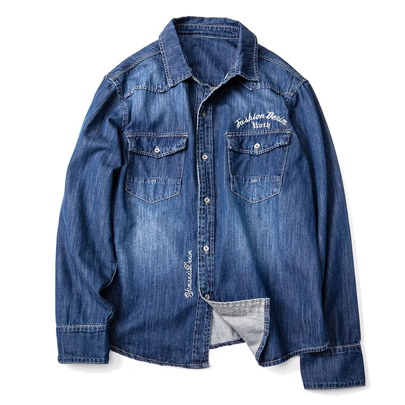 VITryst-Men Spring/Fall Slim Fit Plus Size Casual Camo Denim Shirt VITryst-Men Spring/Fall Slim Fit Plus Size Casual Camo Denim Shirt
