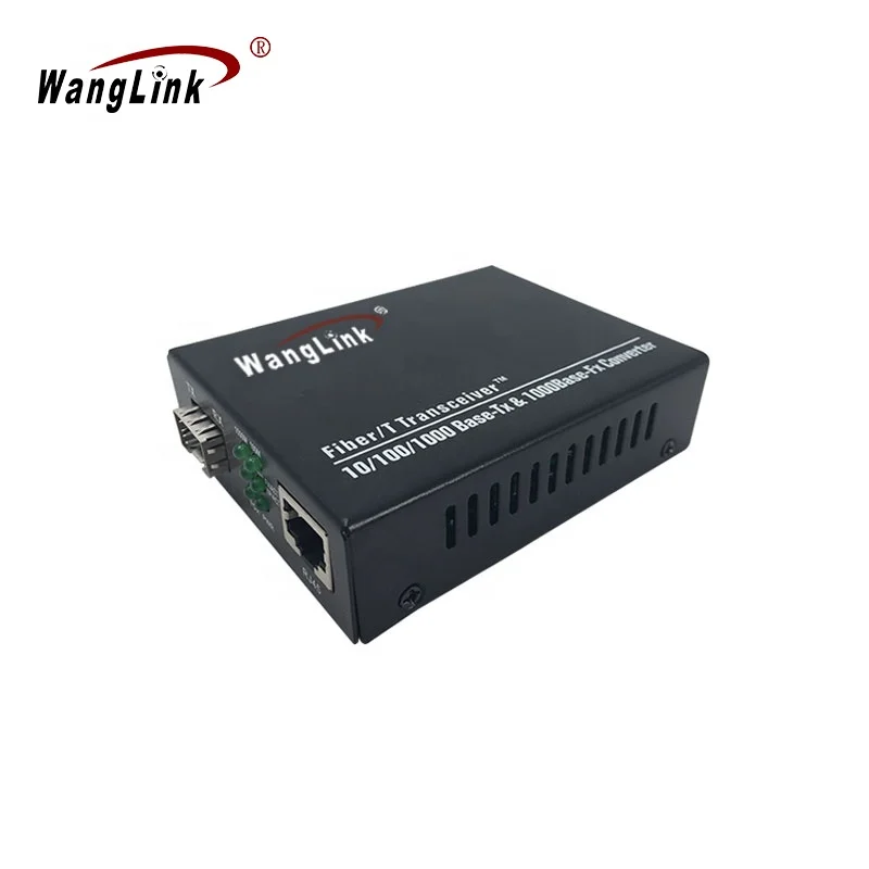 Wanglink SFP Media Converter 10/100/1000 Base Media Converter Fiber Optic Media Converter 10/100/1000 singlemode single fiber to ethernet media converter 4 ports 10 100 1000 ethernet interface lc sfp base 40km 1550nm