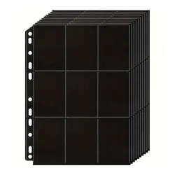 Premium 10 - Pack Black 9 - Pocket Trading Card Storage Pages - Double - Sided Side - Loading (Black)