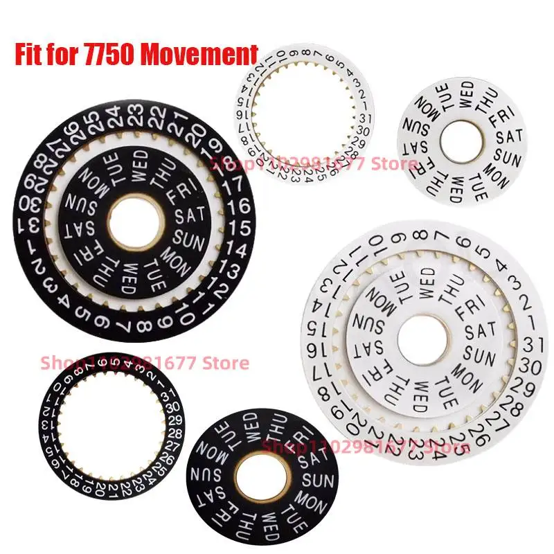 7750 Accessori Per Orologi Bianco Nero Vintage Day Week Wheel Calendar Disc Insert Ring Adatto Per 7750 Parti Di Movimento Automatico