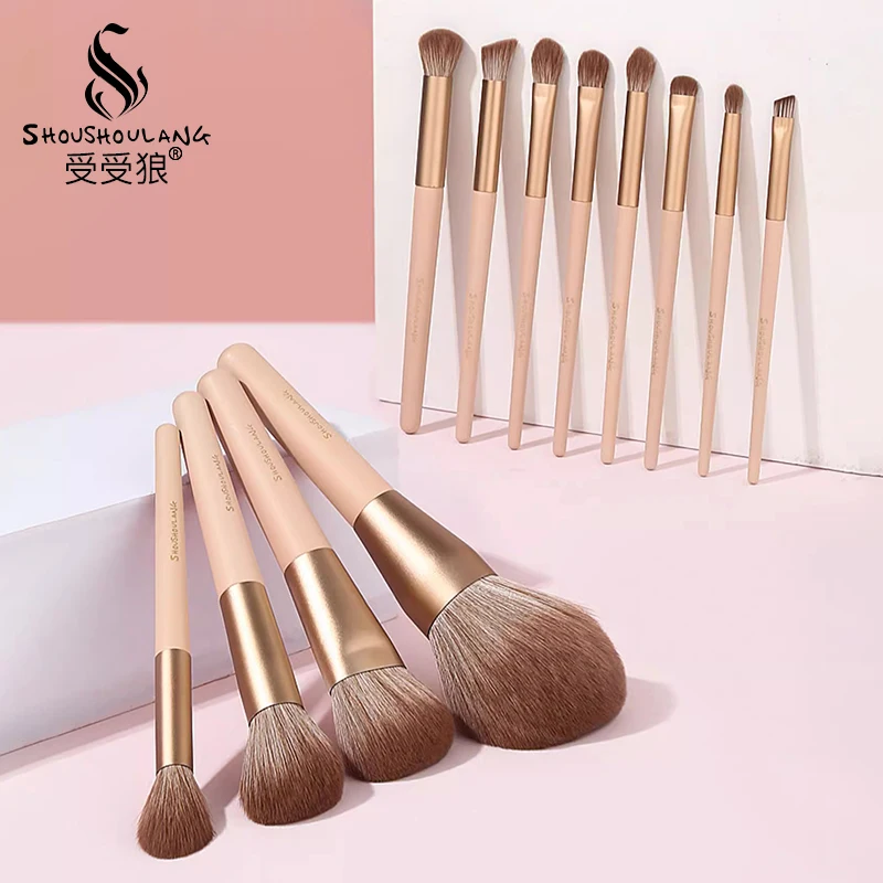 Shoushoulang Professional Make Up Brush Set 12pcs Face Powder Blush Eye Shadow Brush Soft Synthetic Fiber Makeup Brush Kit 2
