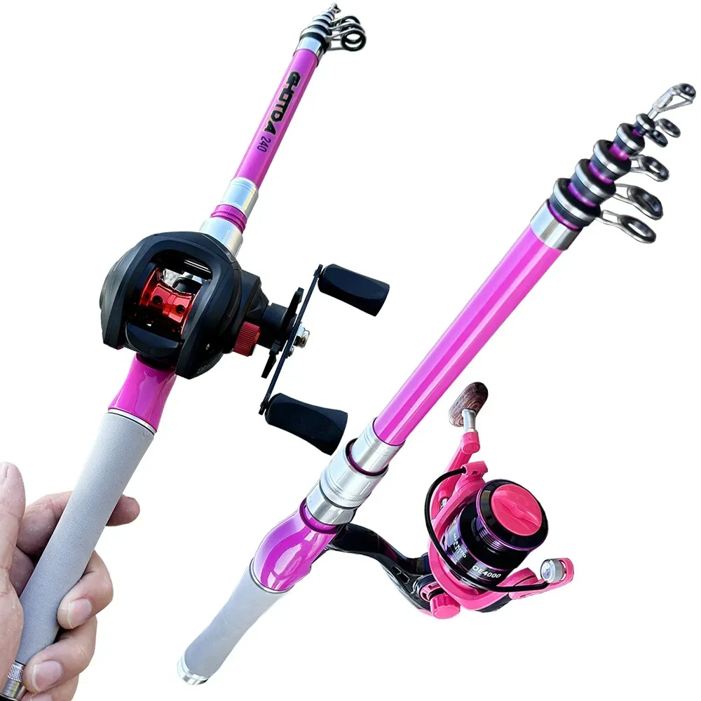 

Mini Lure Fishing Rod + Metal Reel Cup Baitcasting/Spinning Combo Set 1.5-2.4m Rotating Gear Ratio 5.2:1 Saltwater Ocean Pescar