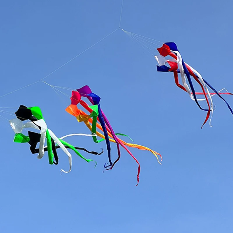3D 4-meter Rainbow Colorful Nylon Soft Inflatable Kite Hanger Float Tail Strap Spiral Tail Hanger Free Connecting Rod Package 5