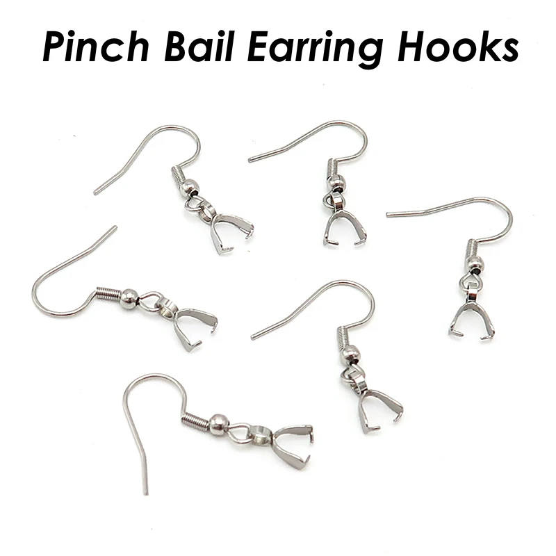100 Pieces Stainless Steel Pinch Bail Earring Hooks Gold Color