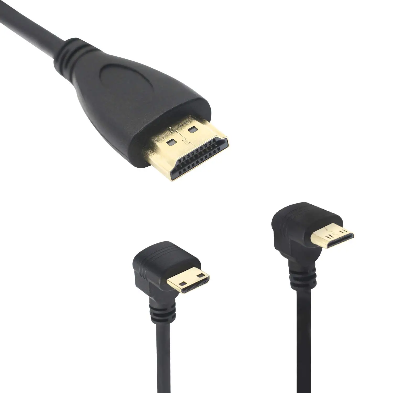 HDMI Adapter Cable HD to Mini-HD 90 Degree C Male to A Male for Camera Tablet Laptop Monitor HDTV