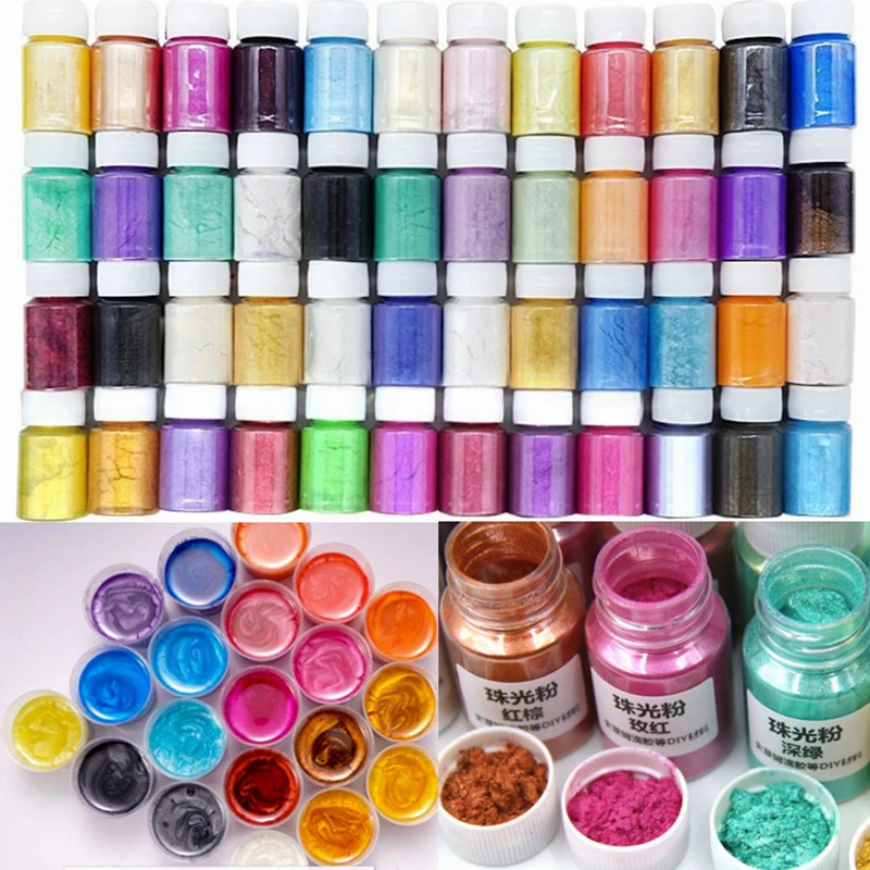 Nail Powder Nail Glitter 30ML Mica Pearl Powder Pigment Epoxy Resin Soap Candle Filler Dust DIY Decoration Car Paint Dye 10g/Bottle