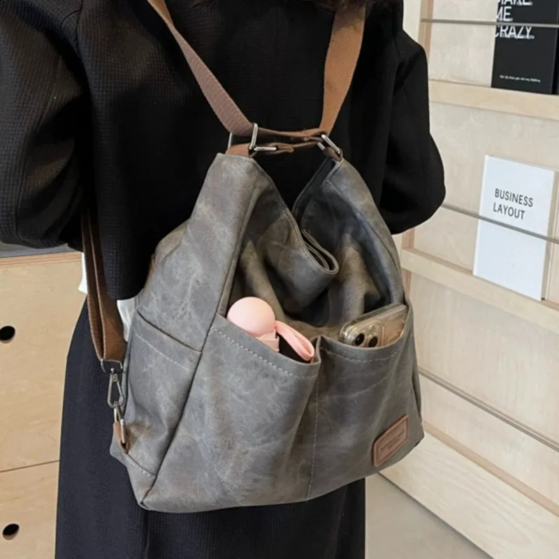 Leisure Large Capacity Mochila for Women's Commuting 2024 New Totebag Multi functional Integrated Backpack Water Bucket Bag