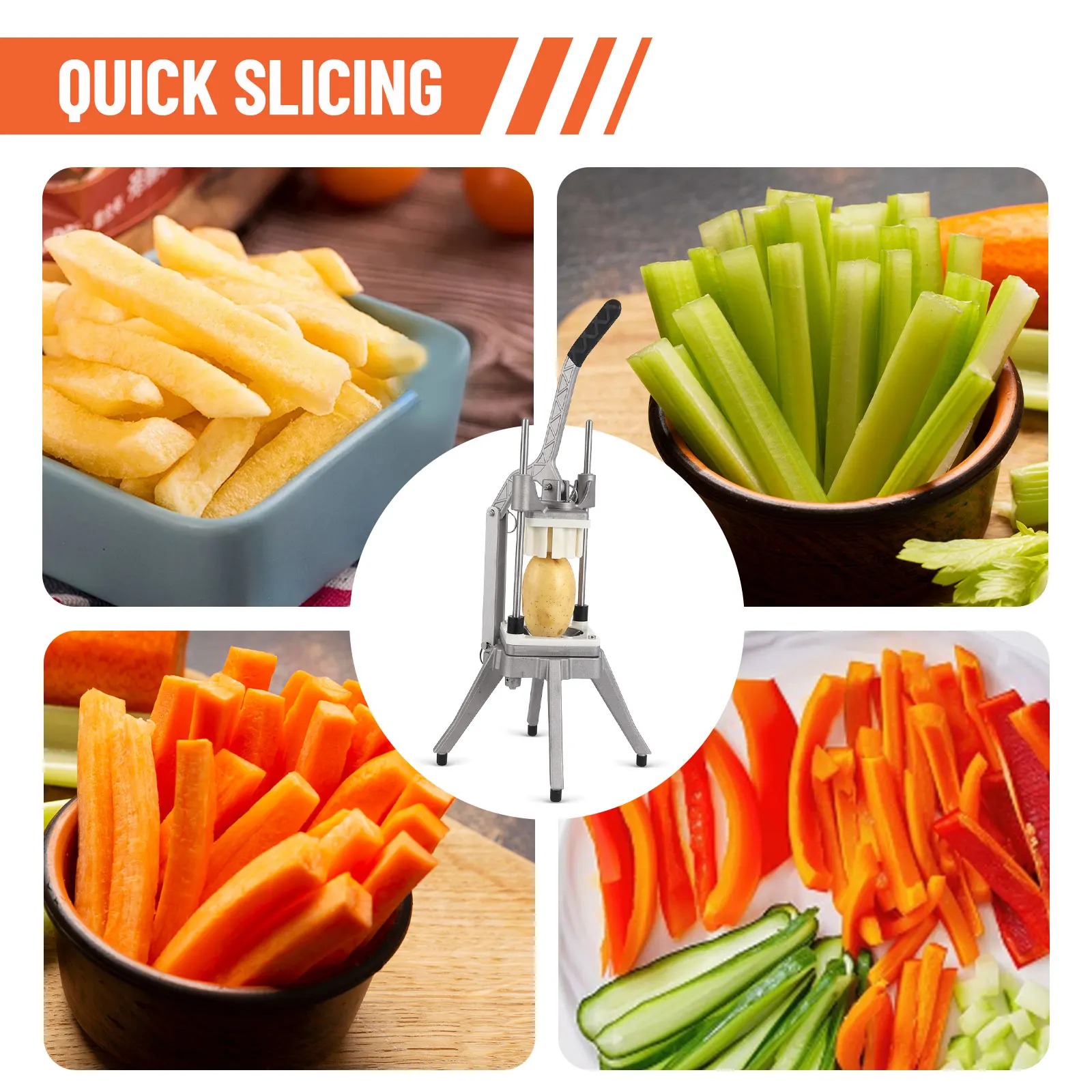 New Commercial Vegetable Chopper With Replacement Blades Stainless Steel French Fry Cutter Potato Dicer Vegetable & Fruit Slicer