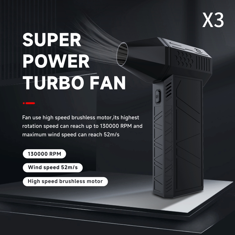 X3 130000RPM Wind Speed 52m/s Turbo Jet Fan Turbo Fan Industrial Duct Fan Brushless Motor Car Dryer