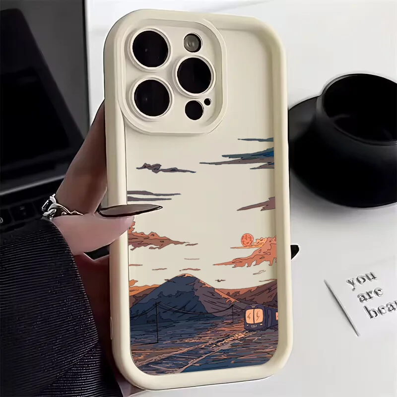 thumbnail image 1 of Funda de teléfono para iPhone 16 15 14 13 12 11 Pro Max XS XR X 12 7 8 Plus Funda Paisaje Montaña Nube Silicona Funda a prueba de golpes, 1 of 5