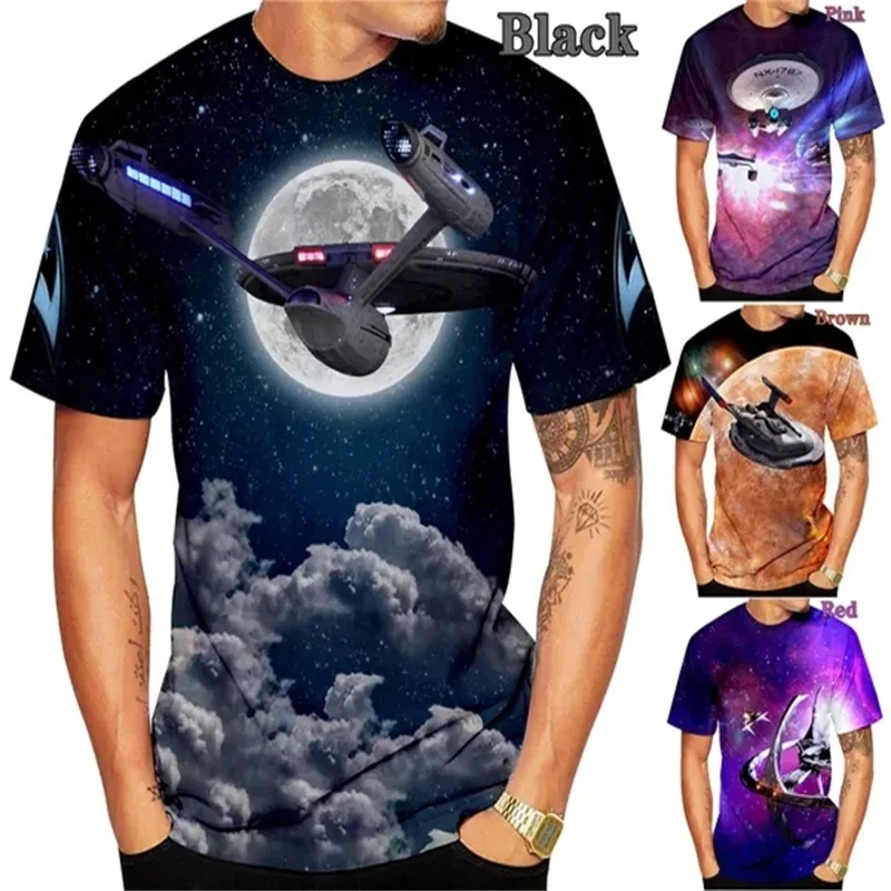 

Fashion Men T Shirts 3D Printing Starship Graphic T Shirts For Men Short Sleeve Round Neck Tee Tops Men's Oversized Tshirt