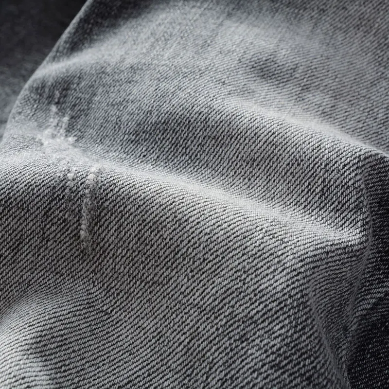 Fashion Vintage Men Jeans High Quality Retro Black Gray Stretch Slim Fit Ripped Jeans Men Designer Trousers Denim Pants Hombre