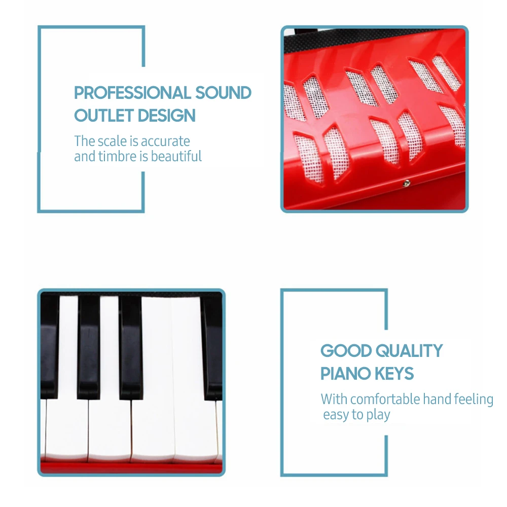 17-Key 8 Bass Accordion Kids Children Mini Small Accordion Educational Musical Instrument for Beginner Student Birthday Gift Kids Accordion Toy