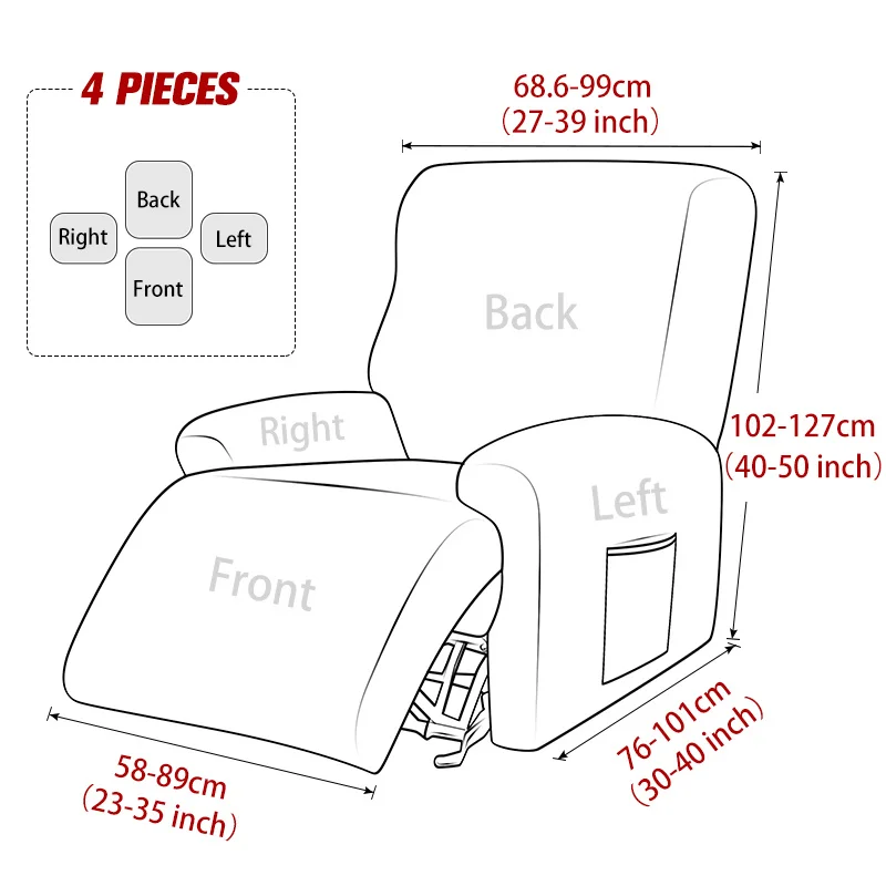 1 3 Seater Recliner Sofa Cover Elastic All-inclusive Massage Sofa Slipcover For Living Room Leaves Lounger Armchair Couch Cover