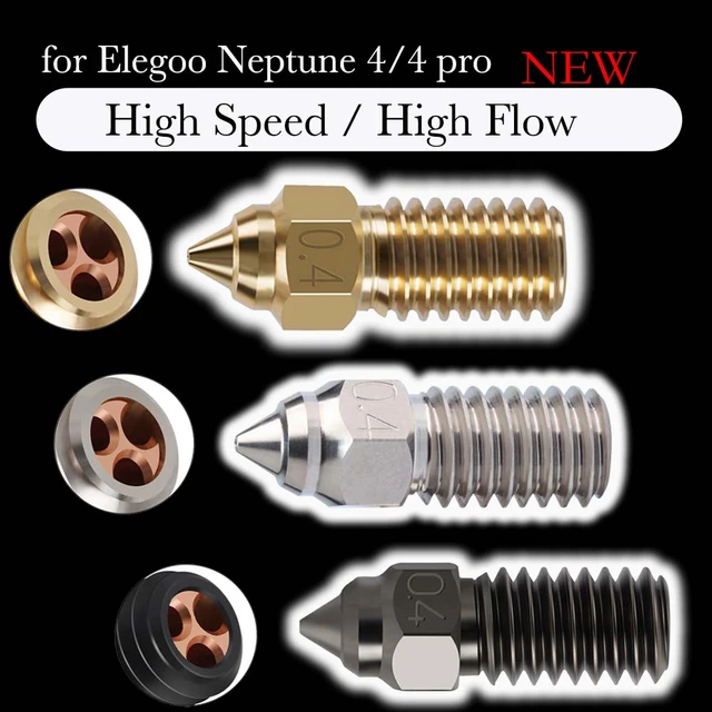 For ELEGOO Neptune 4 Nozzle Hardened/Stainless Steel/Brass High-Speed  Nozzle For Elegoo Neptune 4 pro CHT Nozzle 0.4mm 0.6mm - AliExpress