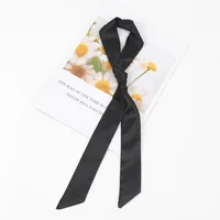1PC Women Narrow short Scarf 100x4cm Solid Color Chiffon Silk Rubber Black Bag Ribbon Headbands Choker Streamer Lady Accessories 2