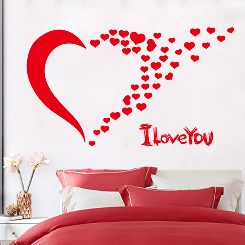 Valentine's Day Red Hearts Sticker DIY Window Bedroom Study Living Room Background Decoration Scene Wall Static Stickers 30*45cm