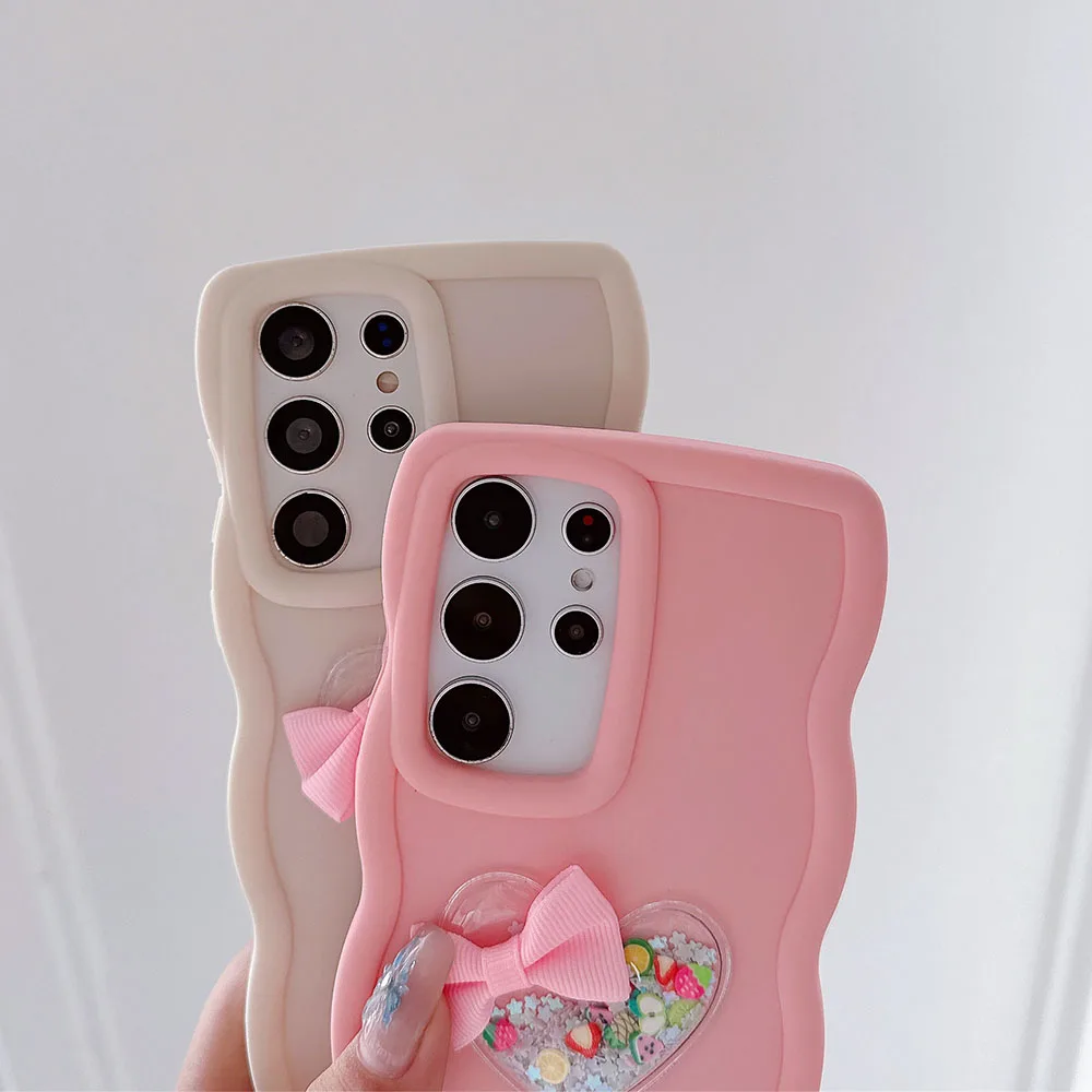 Étui de téléphone en silicone avec cordon et cœur Quicksand pour Samsung Galaxy A55 A35 A25 A15 A54 A34 A24 A14 A53 A33 A23 A13_voghion.com