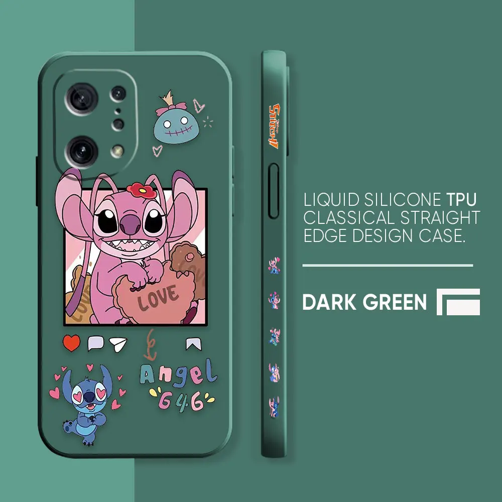 thumbnail image 1 of Case For OPPO FIND X6 X3 REALME X7 X50 RENO 2 4Z 4 6 Lite 5Z 5F 4G 5G PRO Liquid Silicone Case Cartoon Lilo & Stitch Angel, 1 of 5