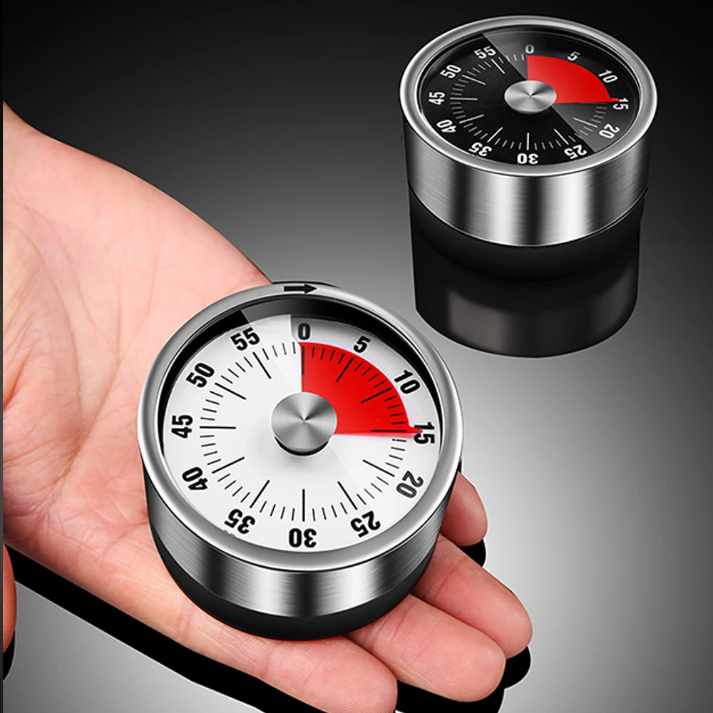 

New Stainless Steel Visual Timer Mechanical Kitchen Timer 60-Minutes Alarm Cooking Timer with Loud Alarm Magnetic Clock Timer