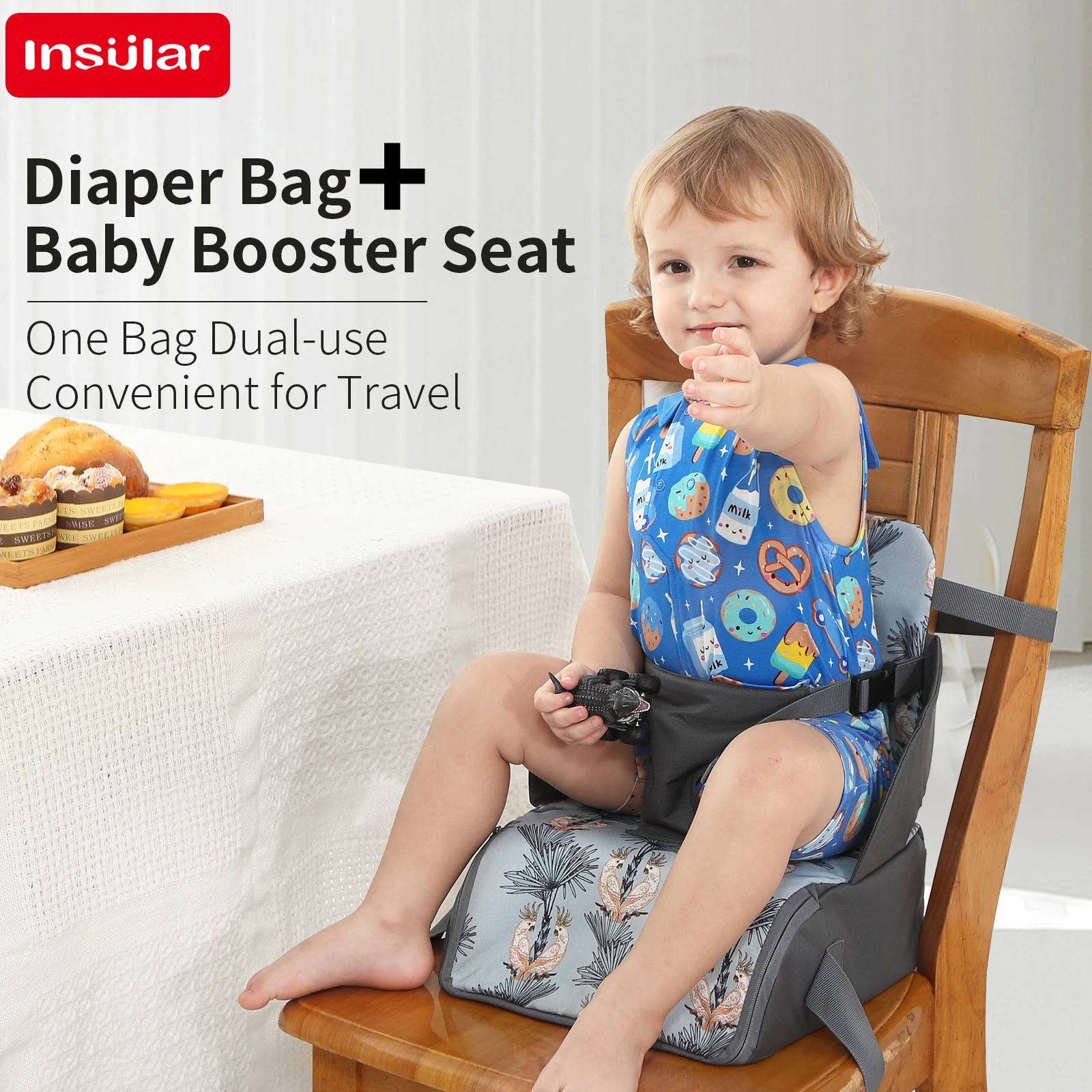 INSULAR Baby Booster Seat Portable Children Chair Booster Seat PU Washable Safety Travel Toddler Cushion Multi-functional