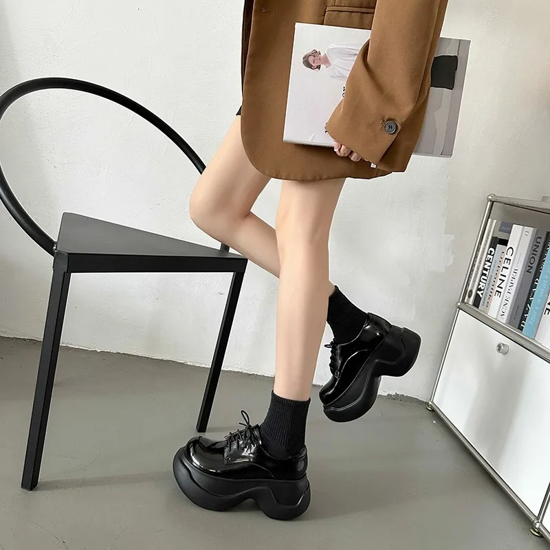 Small Design 2023 Spring/Summer New Thick Sole Matsuke Heightened Small Leather Shoes Versatile for Small Dwarf Single Shoes