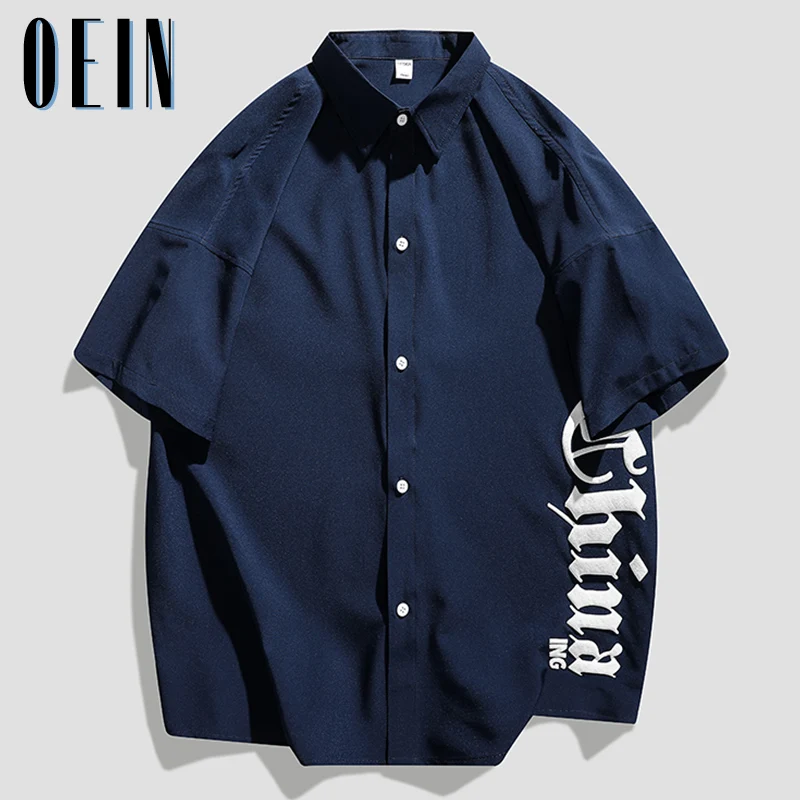 

Summer New Mens Half sleeved Shirts Chain Streetwear Oversized Shirt Harajuku Hip Hop Trend Fashion Woman Large Size Casual Tops